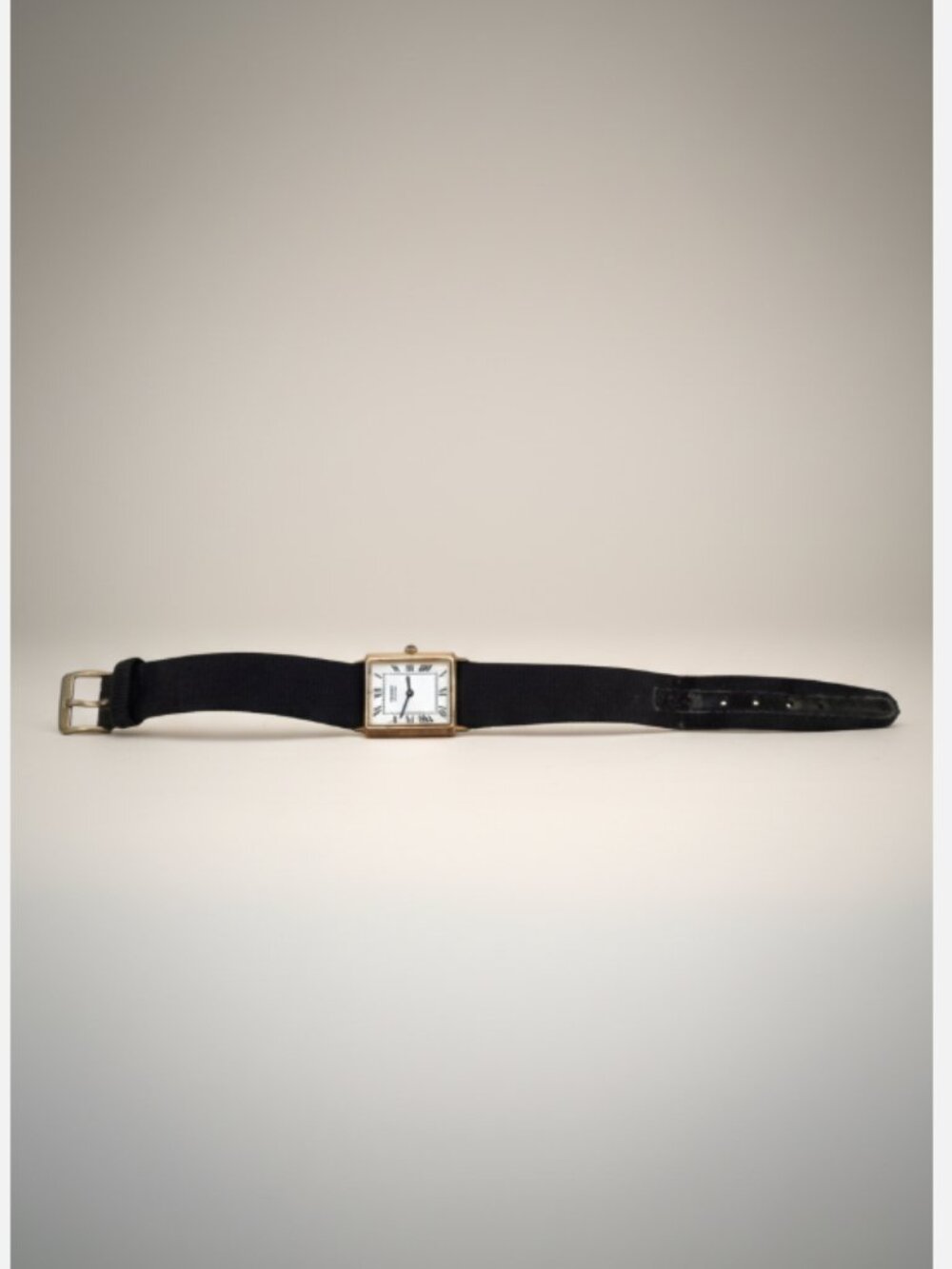 Vintage Seiko Tank Quartz Watch Gold Tone Roman Numeral Black Leather FOR REPAIR - Picture 11 of 12